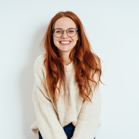 Smiling woman with a glasses