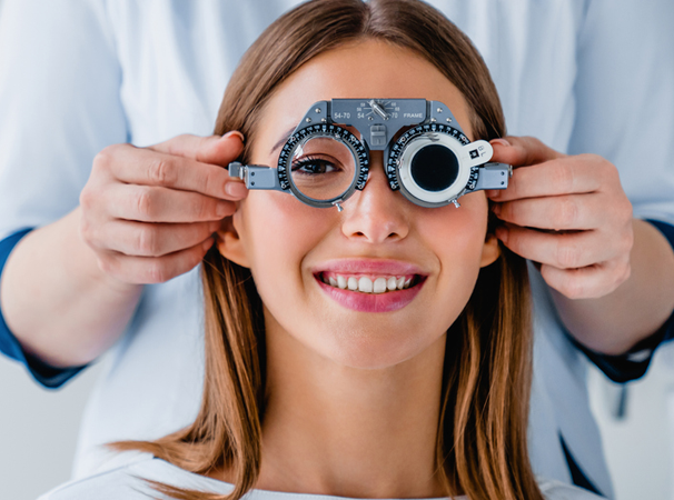 Patient getting an eye exam